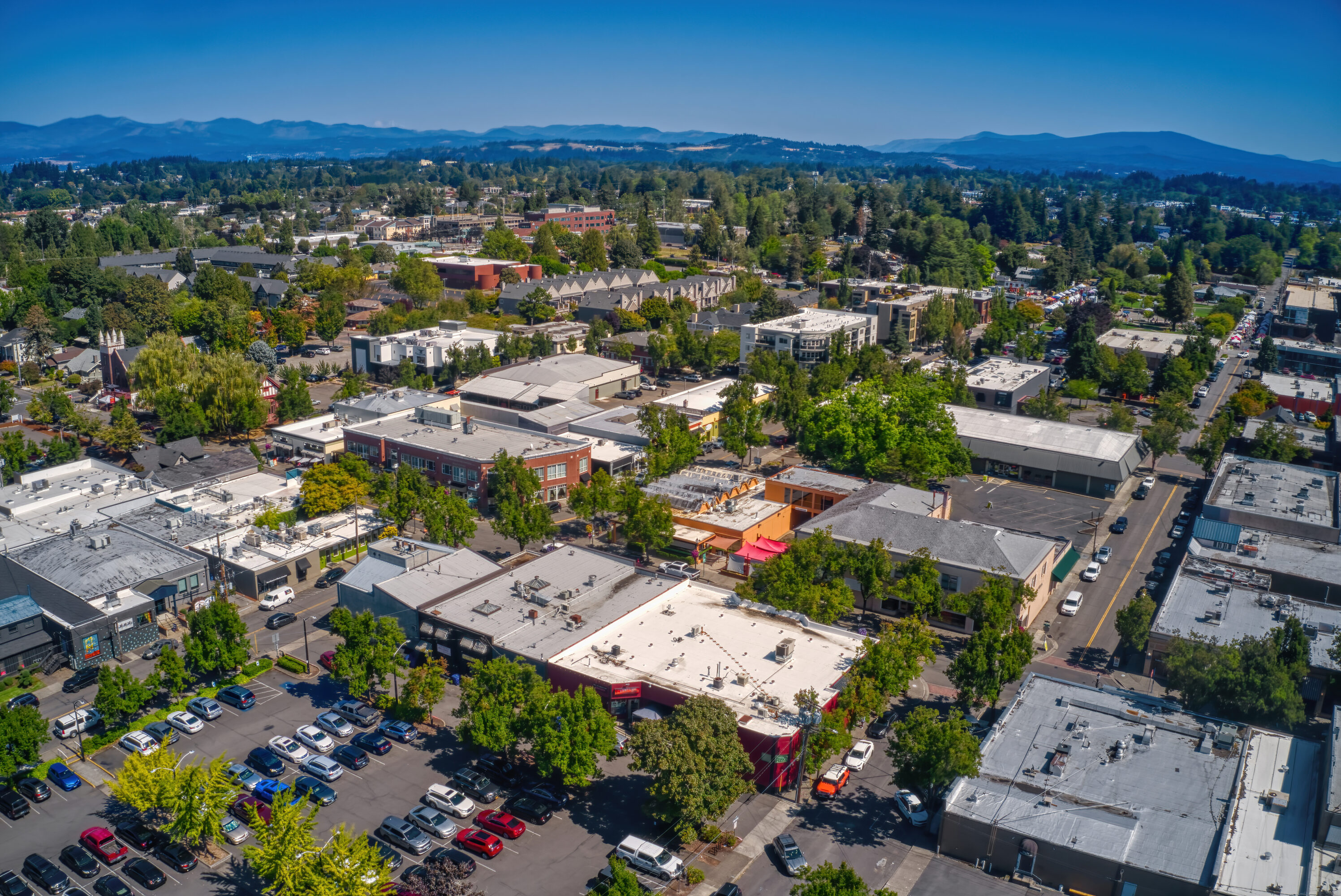 Aerial View of the Portland Suburb of Gresham, Oregon